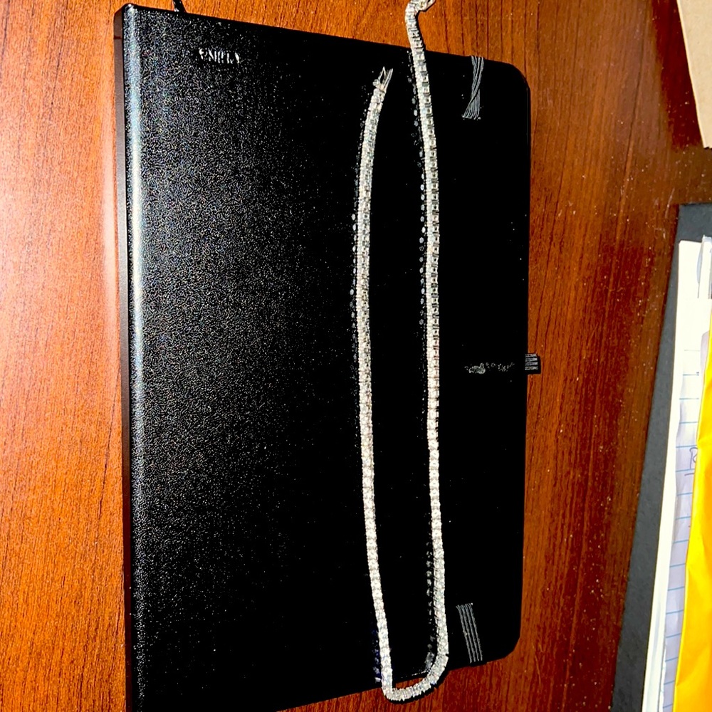 10K White Gold Plated Vermeil Lab Diamond Tennis Chain